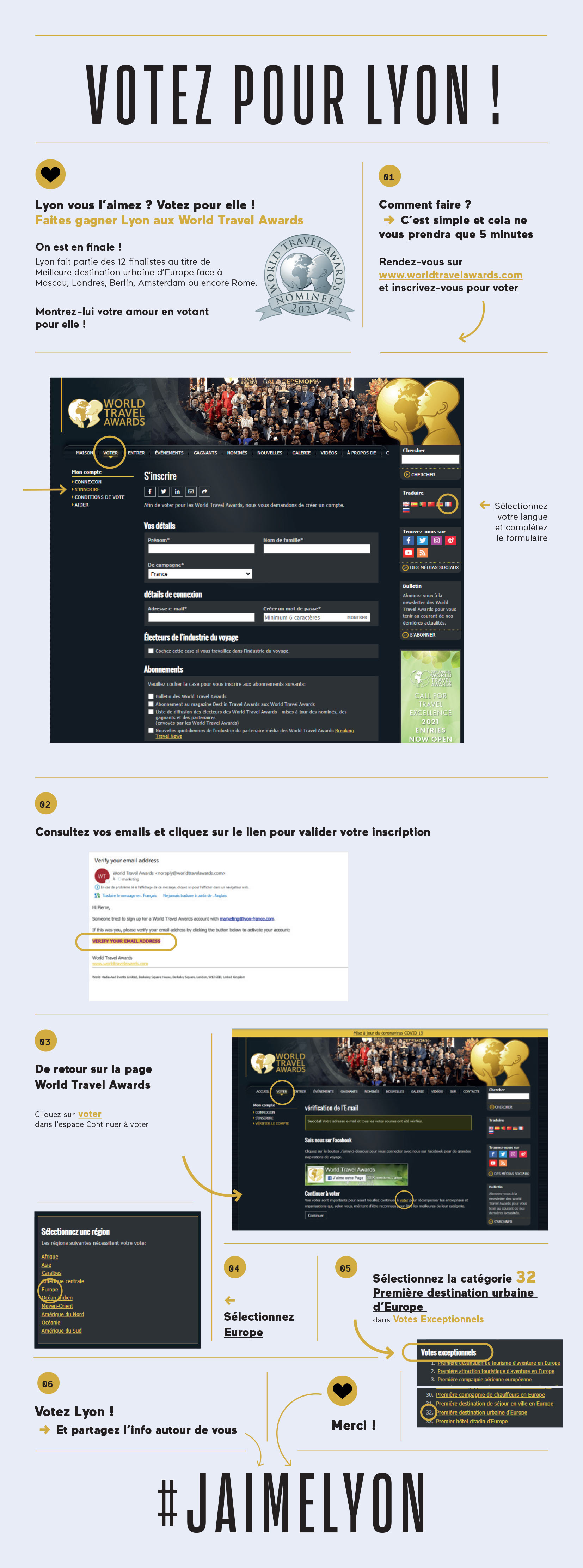 Tutoriel Vote Lyon World Travel Awards 2021