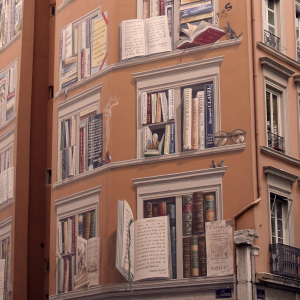 Mur peint de la bibliothèque © Julia Bidault
