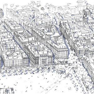 Croquis du quartier de la Presqu'ile © Emilie Ettori